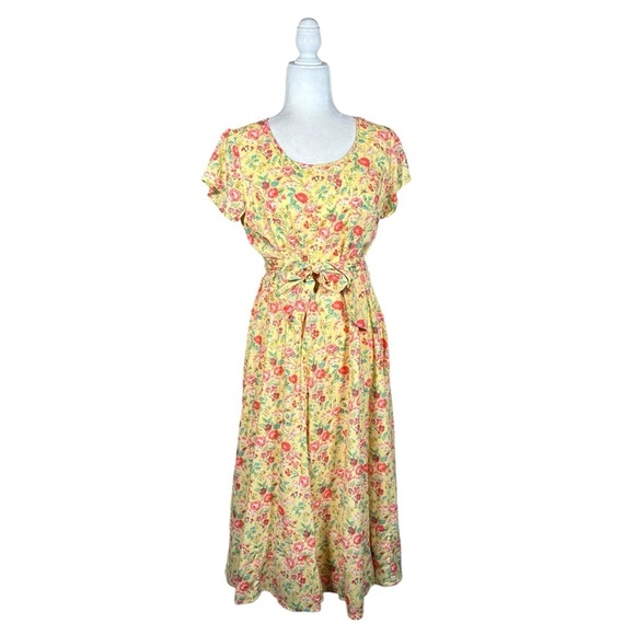 APRIL CORNELL Vintage Ditsy Floral Tied Waist A-line Dress - Picture 1 of 11